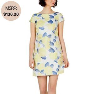 🌼NWT Vince Camuto Women's Yellow White Floral Boat Neck Shift Dress - Size 10